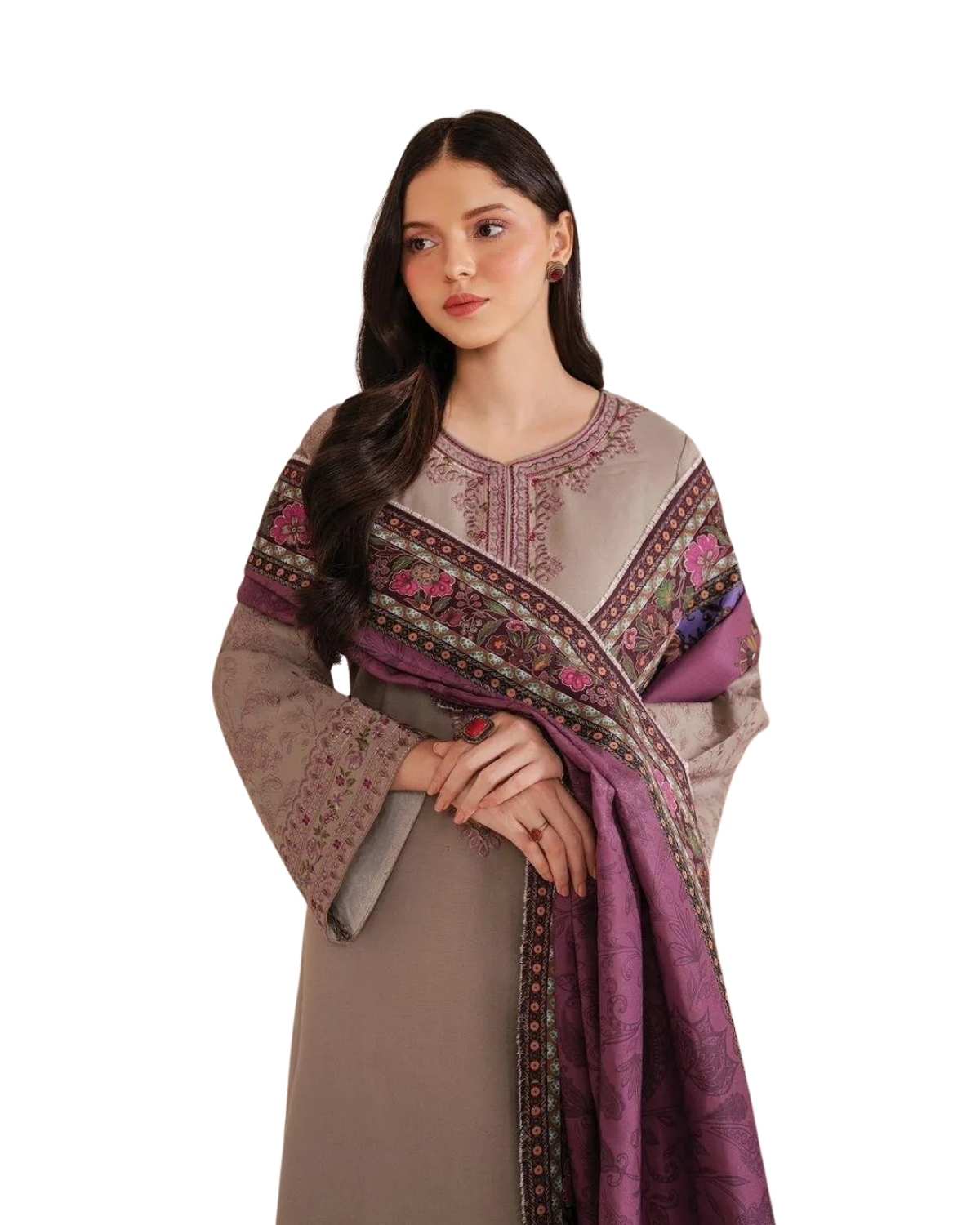 Jazmin  Luxury Printed Embroidered Lawn Suit with Digital Printed Shawl – 3 Piece