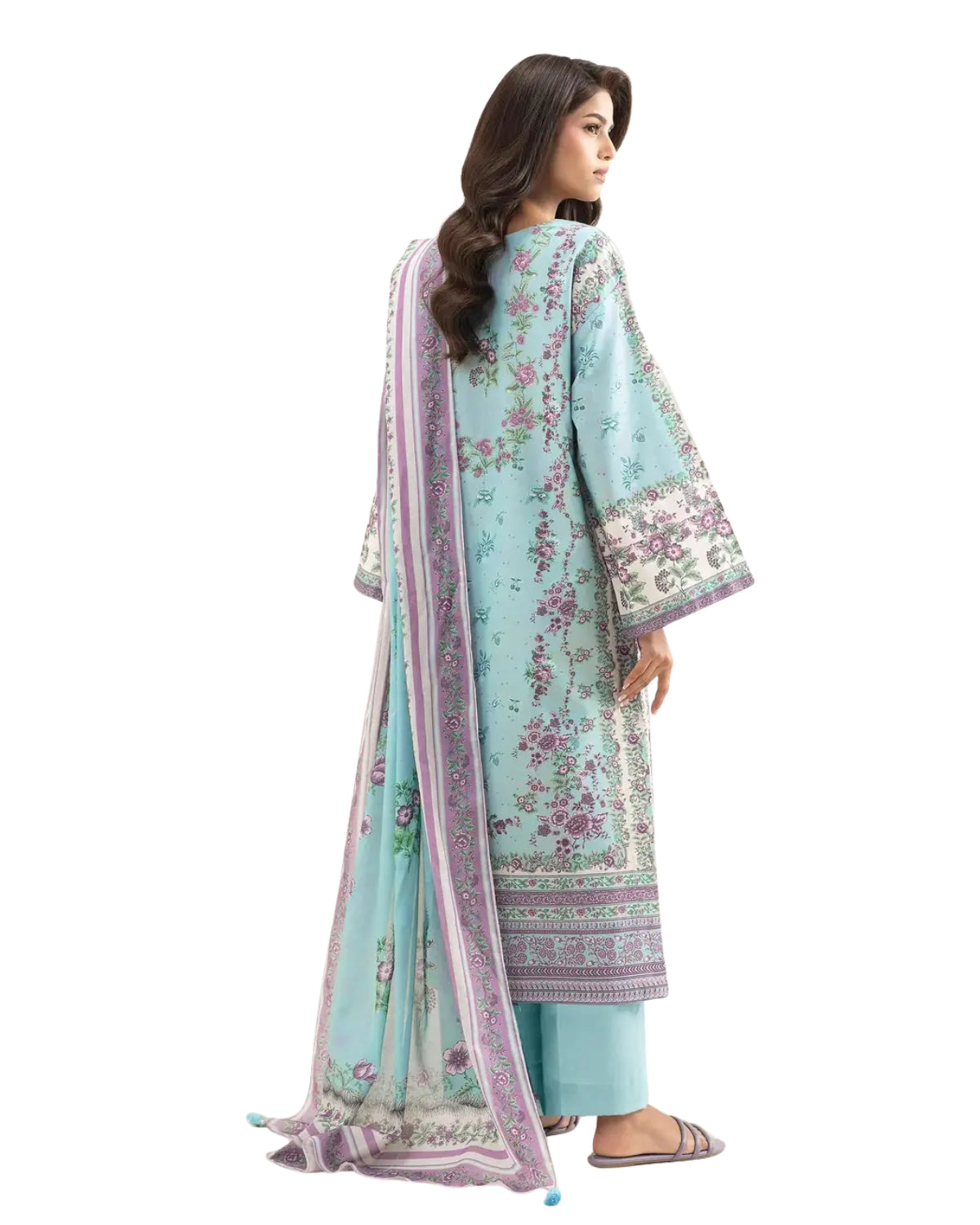 Sky Blue Printed Lawn 3 Piece Suit – Premium Summer Collection
