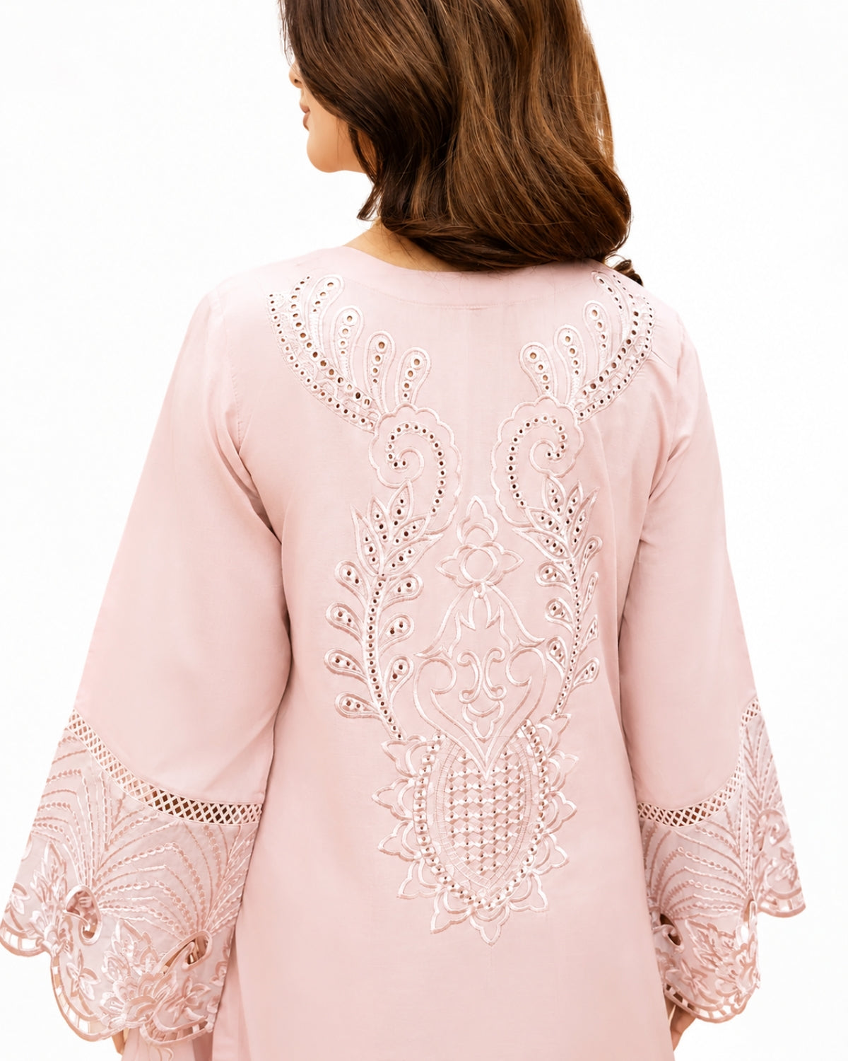 Zarar - U1A Embroidered Lawn Suit Set - 4 Pcs in Tea Pink