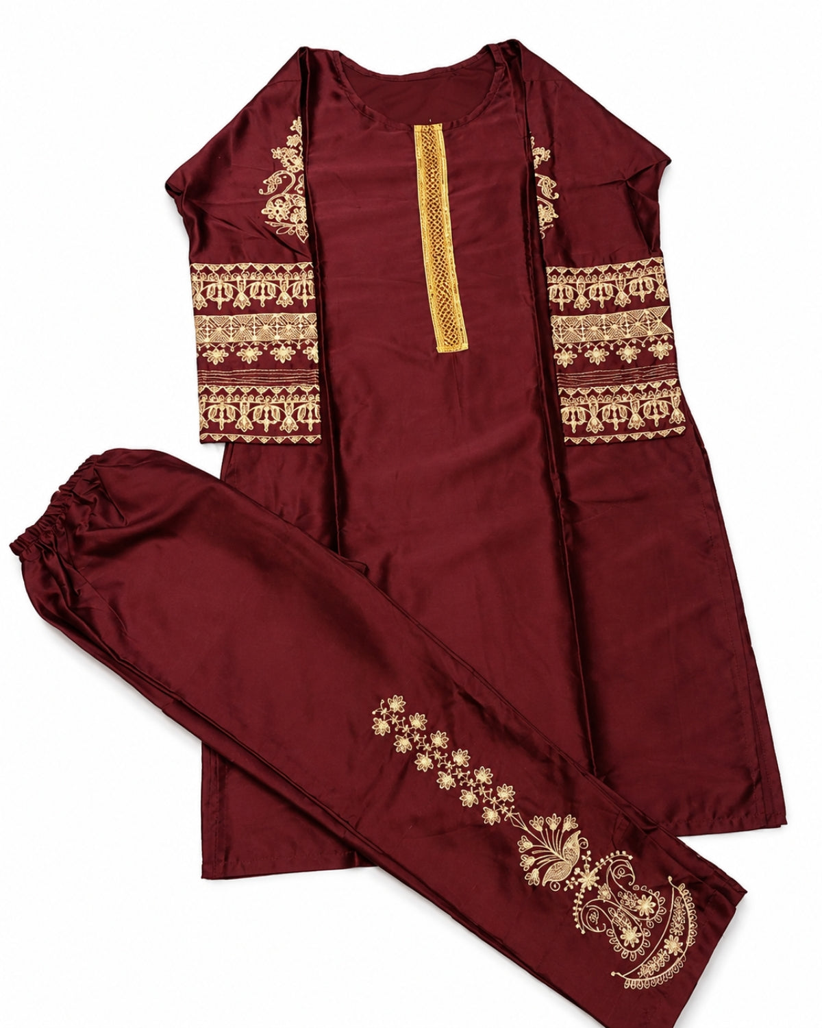 Maroon Embroidered 2 Piece Kurta Set | Elegant Pakistani Women's Dress