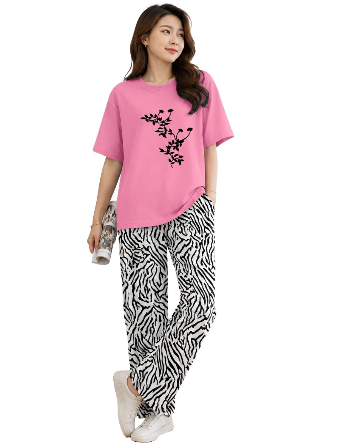 Trendy Pink Printed Co-Ord Set for Women | Soft Summer Casual Wear