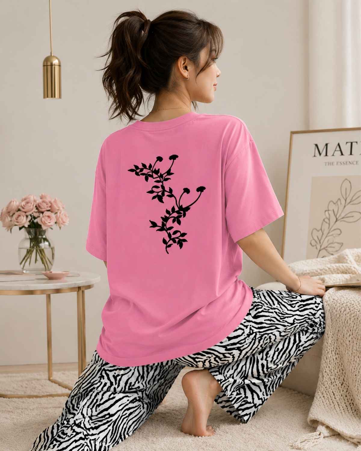 Trendy Pink Printed Co-Ord Set for Women | Soft Summer Casual Wear