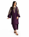 Deep Purple Embroidered Lawn Suit | 2 Piece Unstitched