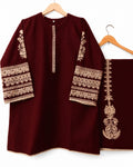 Maroon Embroidered 2 Piece Kurta Set | Elegant Pakistani Women's Dress