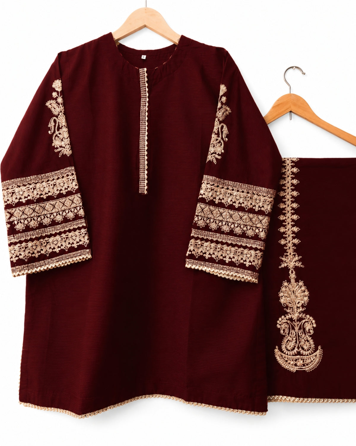 Maroon Embroidered 2 Piece Kurta Set | Elegant Pakistani Women's Dress