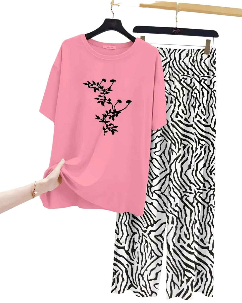Trendy Pink Printed Co-Ord Set for Women | Soft Summer Casual Wear
