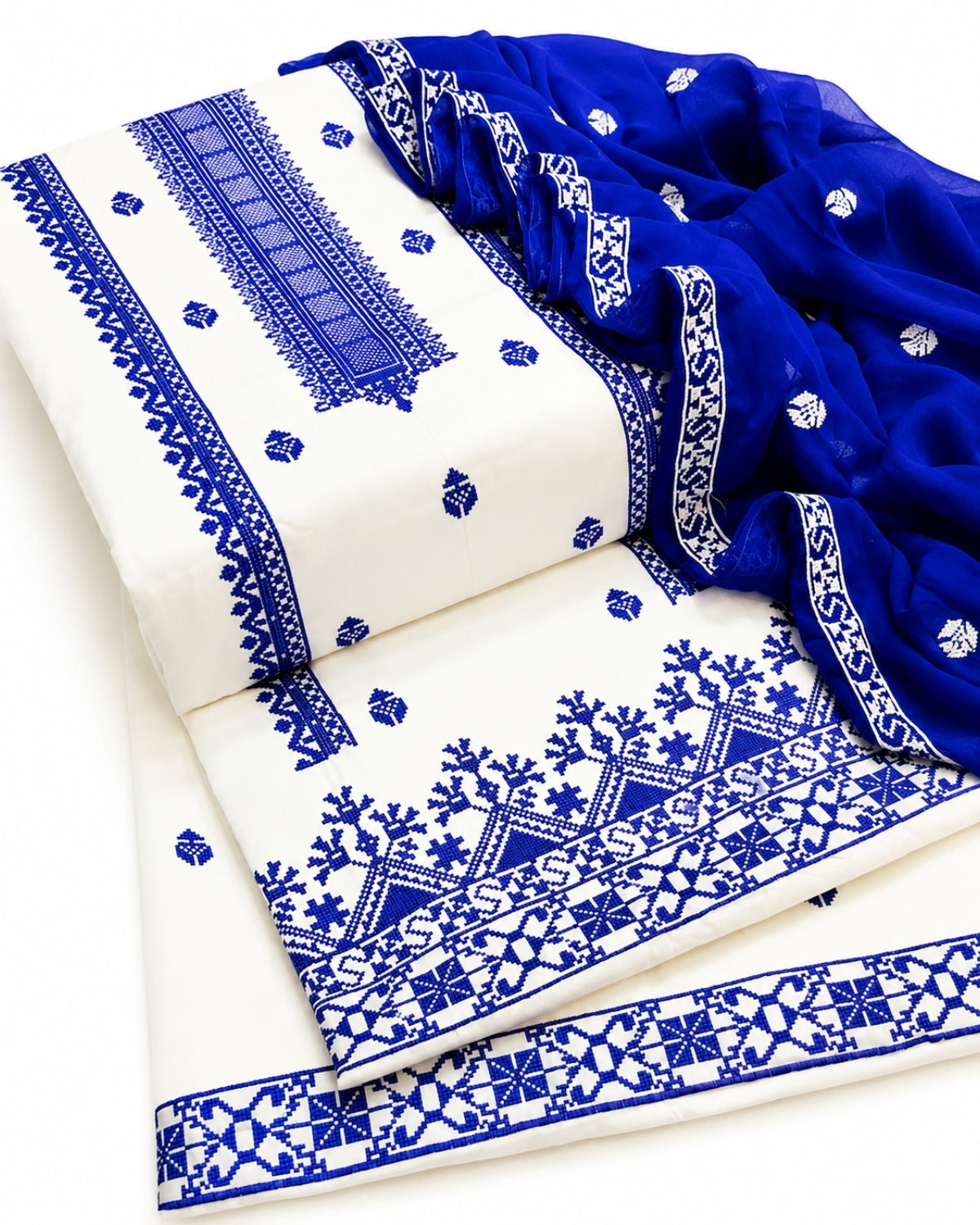 Azure Elegance Embroidered 3-Piece Lawn Suit
