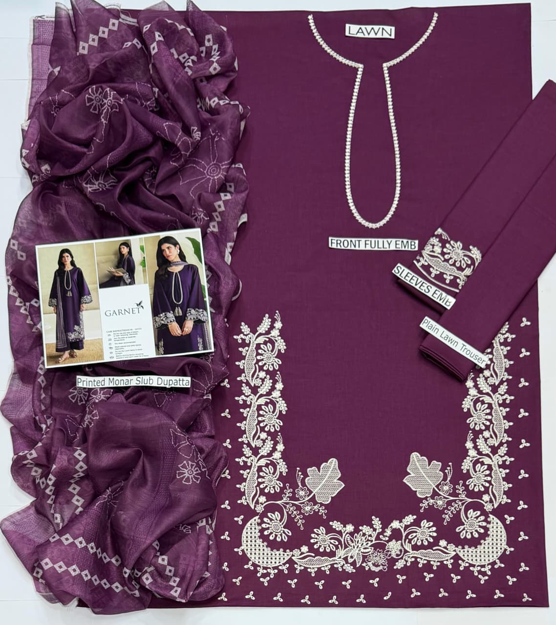 Royal Plum Embroidered 3-Piece Suit.