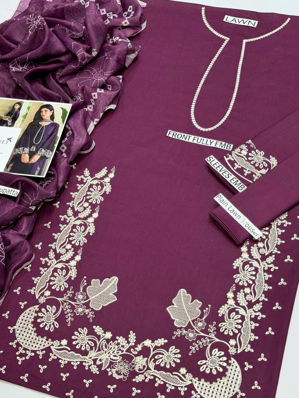Royal Plum Embroidered 3-Piece Suit.