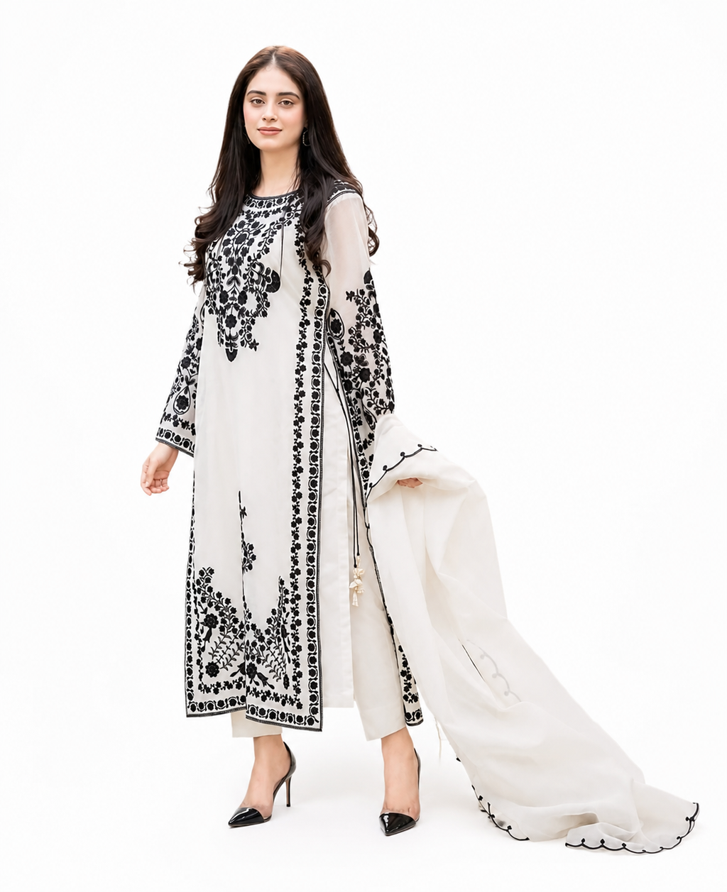 Agha Noor Embroidered 3 Piece Lawn Suit
